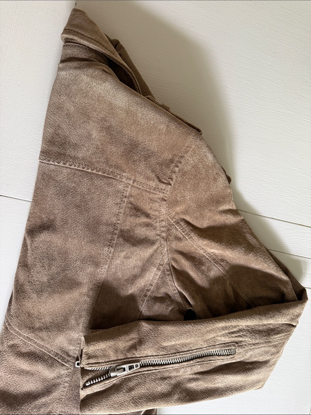 Blank NYC Taupe Suede Moto-Style Jacket - Picture 6 of 11